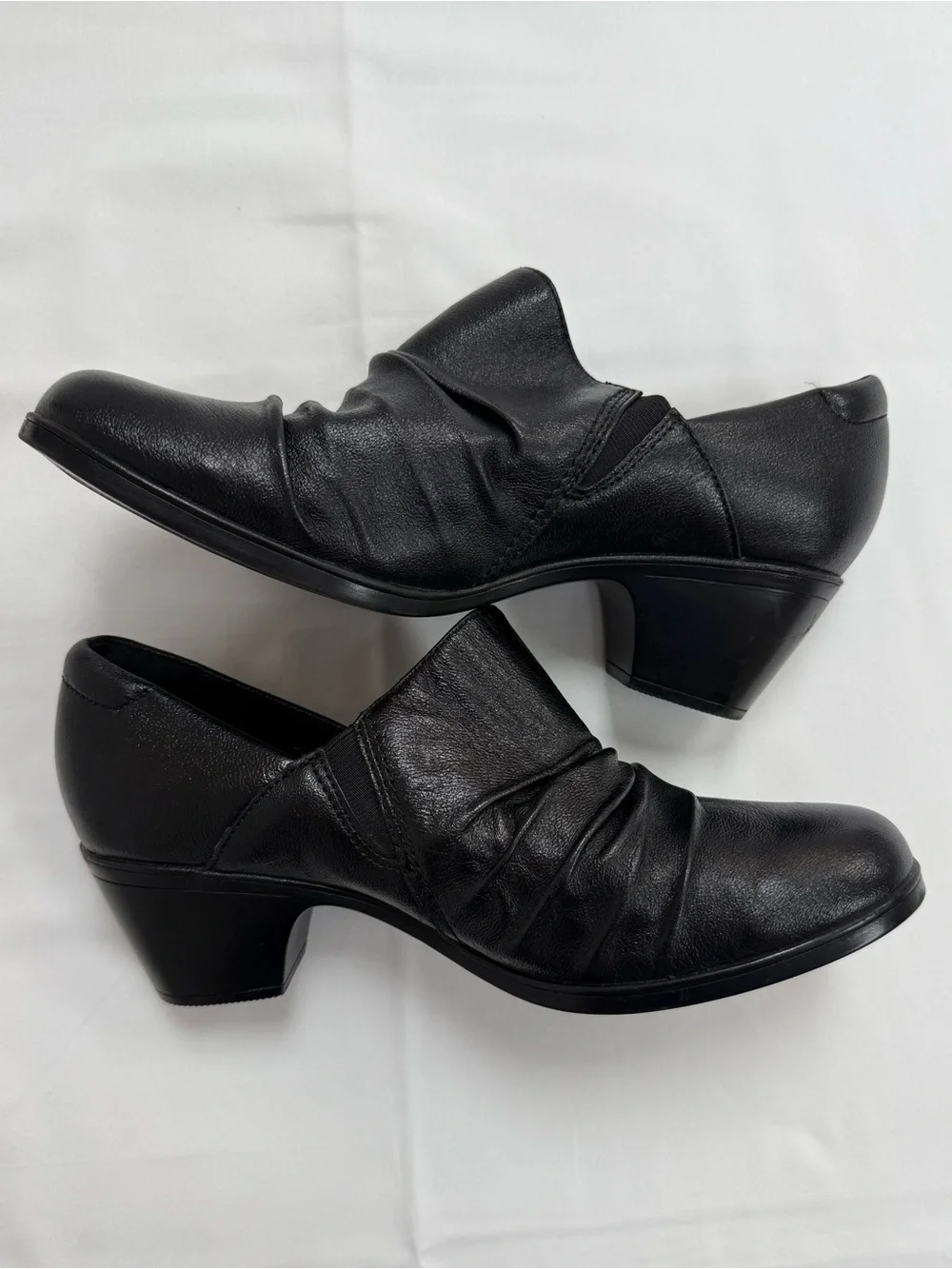 Clarks Collection Black Leather Comfort Heels Loafers‎ Slip On Shoes Womens 9 M